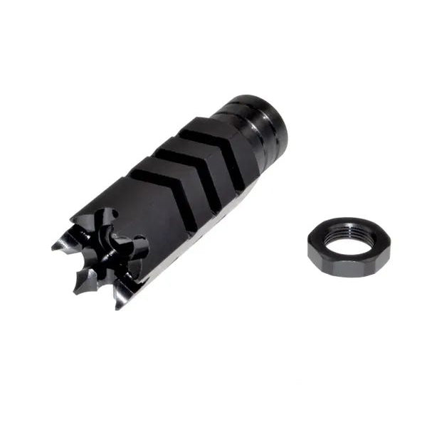 49/64x20 Shark Style Muzzle Brake For .50 Beowulf, Steel, Black