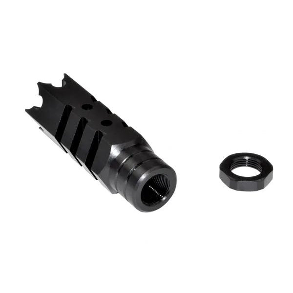 49/64x20 Shark Style Muzzle Brake For .50 Beowulf, Steel, Black