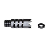 49/64x20 Shark Style Muzzle Brake For .50 Beowulf, Steel, Black