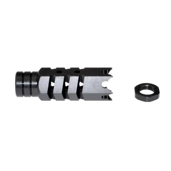 49/64x20 Shark Style Muzzle Brake For .50 Beowulf, Steel, Black