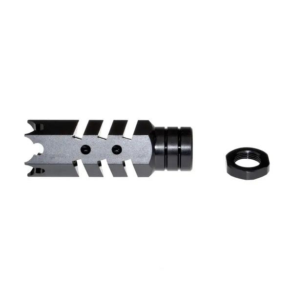 49/64x20 Shark Style Muzzle Brake For .50 Beowulf, Steel, Black