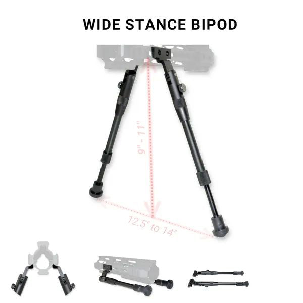 Keymod Bipod, Wide Stance, Height Adjustable Bipod Legs, For Keymod Handguard Slots