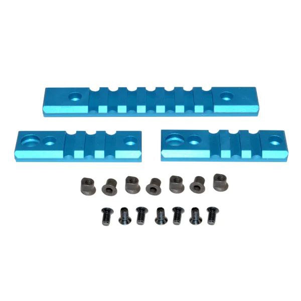 3 Piece Picatinny Rail Section Kit For Keymod Style Slots, Black / Blue / Silver / Red Anodized