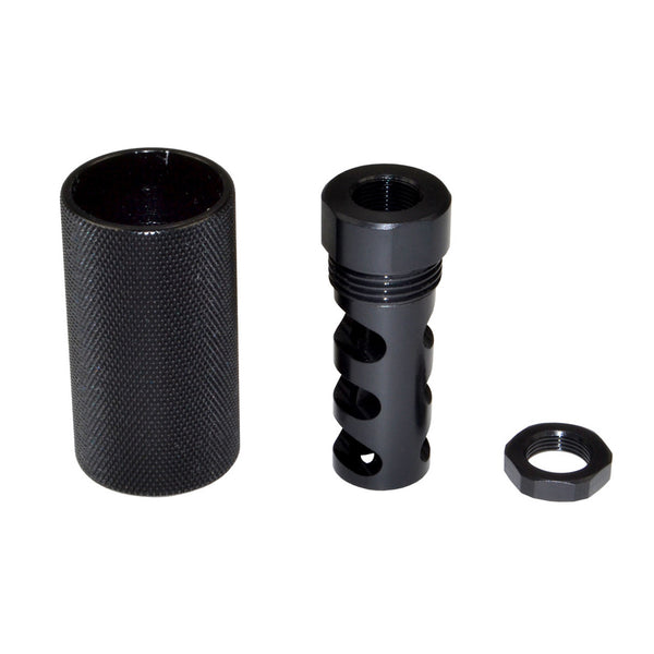 TACPOOL Tactical Reinforced Steel Muzzle Brake with Sound Redirect Option, Black Phosphate Finish