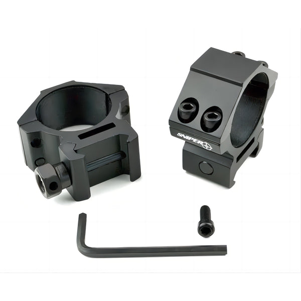 30mm Dia. Low Profile Scope Rings For Picatinny Rail System - Aluminum - Black