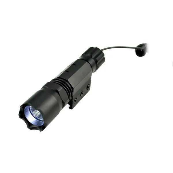 Tactical LED Flashlight With Picatinny Ring Mount, 260 Lumens, Remote Pressure Switch & Batteries Included
