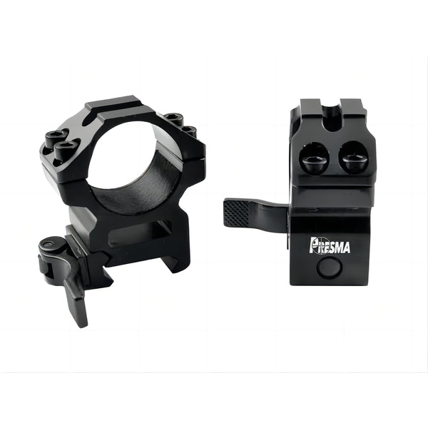 Presma 1" In Quick Release Medium Profile Scope Rings For Picatinny/weaver Rails