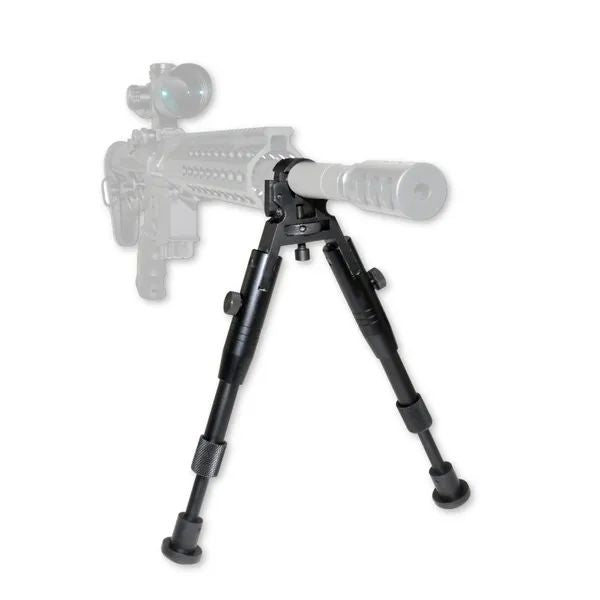 AR-15 Barrel Clamp Bipod, Aluminum, Folding Fits 0.45" To 0.750" Barrels, Height Adjustable 7" To 8.25"