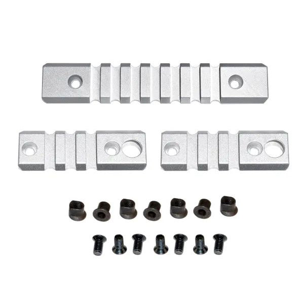 3 Piece Picatinny Rail Section Kit For Keymod Style Slots, Black / Blue / Silver / Red Anodized