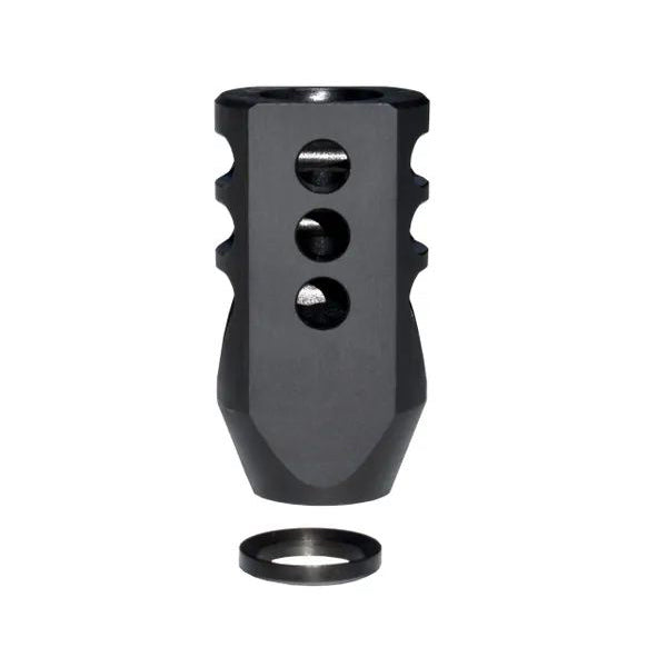 Competition Grade Muzzle Brake Recoil Compensator For .450 Bushmaster or Bull Barrel, 11/16"x24 Thread, Steel With Black Phosphate Finish