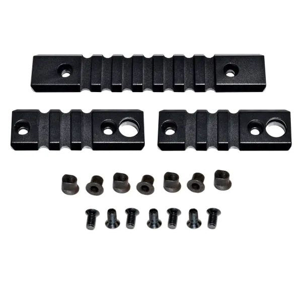 3 Piece Picatinny Rail Section Kit For Keymod Style Slots, Black / Blue / Silver / Red Anodized