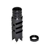 11/16x24 Shark Style Muzzle Brake For .458 Socom .450 Bushmaster, Steel, Black