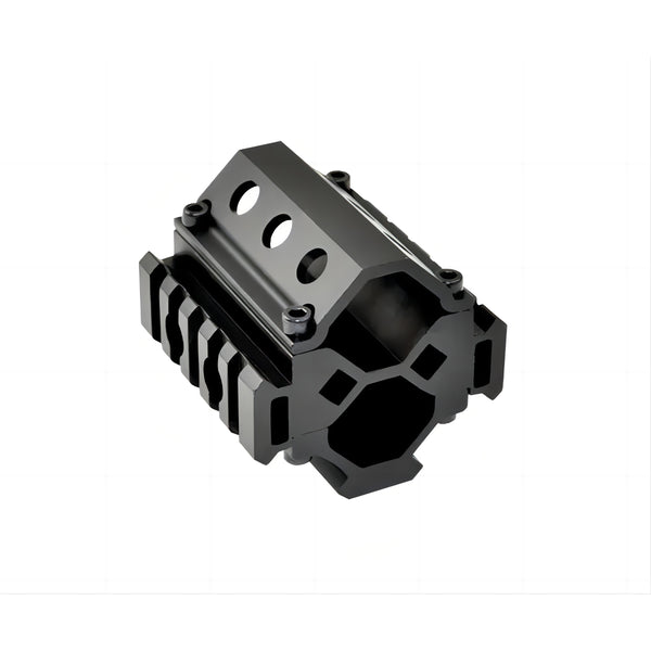 5 Slot Barrel Mount Tri Rail (total Picatinny 15 Slots) For Diameter .51"-.78" - Fits AR15 - Aluminum - Black