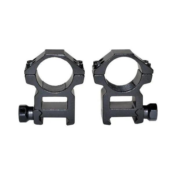1 Inch Dia. High Profile Scope Rings For Picatinny Rail System - Aluminum - Black