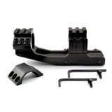 1" Cantilever Rifle Scope Mount W/ Tactical Tri Rail With 8 Picatinny Accessory Slots - Aluminum - Black