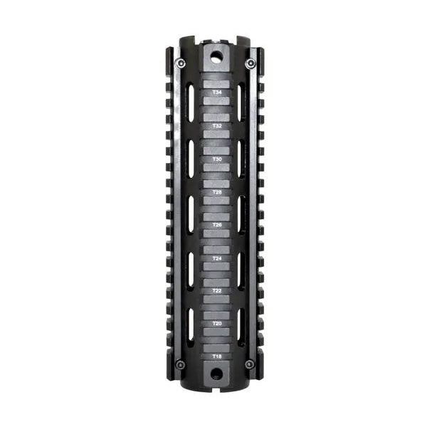 8.75" Mid Length 2 Piece Drop-in Quad Rail Handguard For Triangle End Cap, AR15 .223 - Aluminum - Black