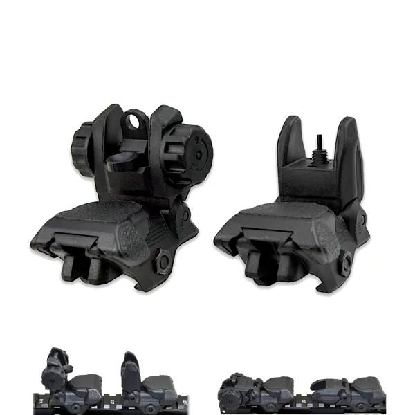 AR Style Front And Rear Flip Up Backup Sight Set - Polymer - Black / Tan / Green