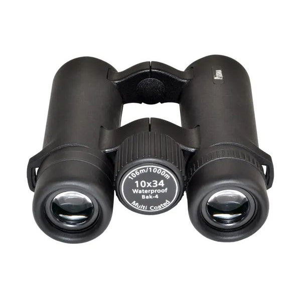 Presma 10x34 Roof Prism Binoculars W/ Clear Glass, Carry Case, Caps, Straps