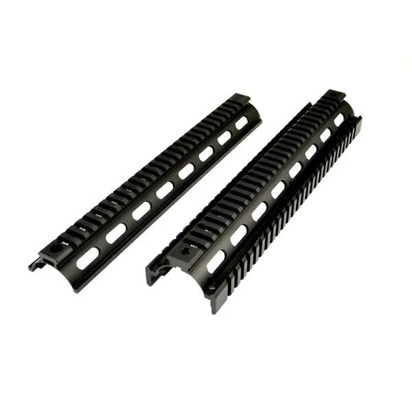 12" Rifle Length 2 Piece Drop-in Quad Rail Handguard Rail - Fits Round Handguard End Cap AR15 .223, Aluminum