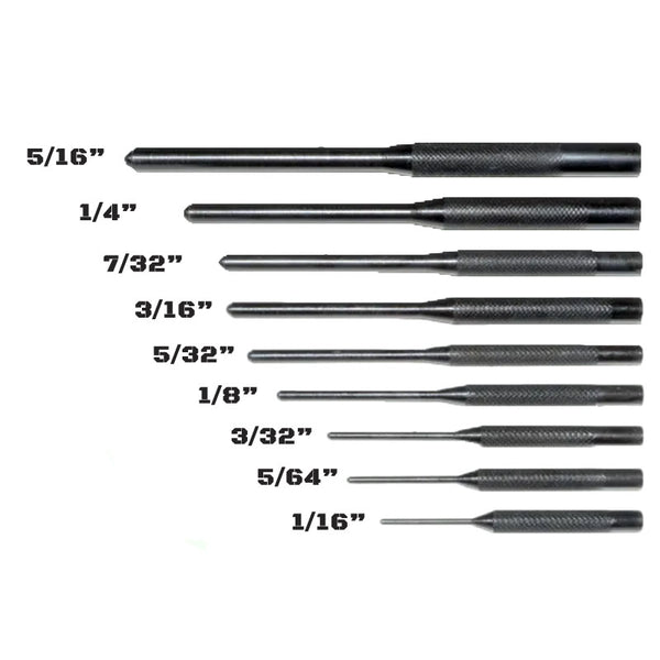 9 Pcs Roll Pin Punch Starter Set (Includes 1/8" 1/16" 3/32 5/64")