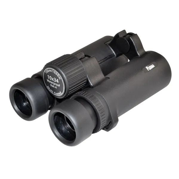 Presma 10x34 Roof Prism Binoculars W/ Clear Glass, Carry Case, Caps, Straps