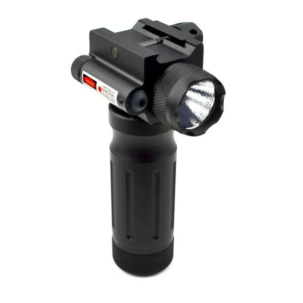 Tactical LED Aluminum Front Grip Flashlight and Red Laser Sight Combo