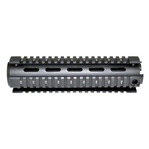 8.75" Mid Length 2 Piece Drop-in Quad Rail Handguard For Triangle End Cap, AR15 .223 - Aluminum - Black