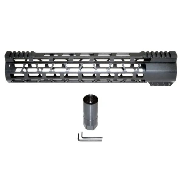 15" M-lok Split Top Rail Free Float Handguard For AR-15, Id 1.32", 12.2 Oz, Fits 223 / 5.56, Black, Made in USA