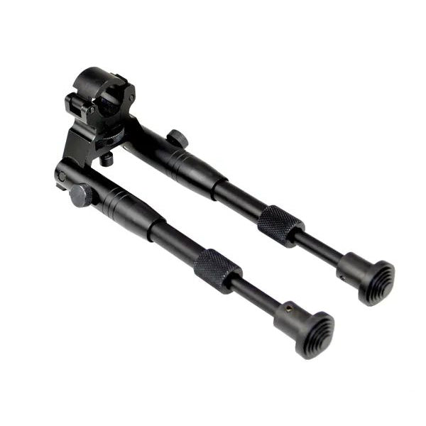 AR-15 Barrel Clamp Bipod, Aluminum, Folding Fits 0.45" To 0.750" Barrels, Height Adjustable 7" To 8.25"