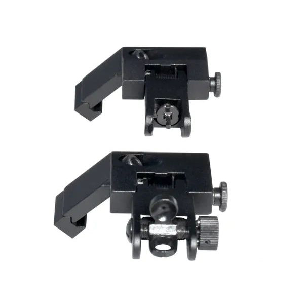 AR Front & Rear 45 Degree Offset Flip Up Backup Sight Set - Aluminum - Black