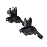 AR Front & Rear 45 Degree Offset Flip Up Backup Sight Set - Aluminum - Black