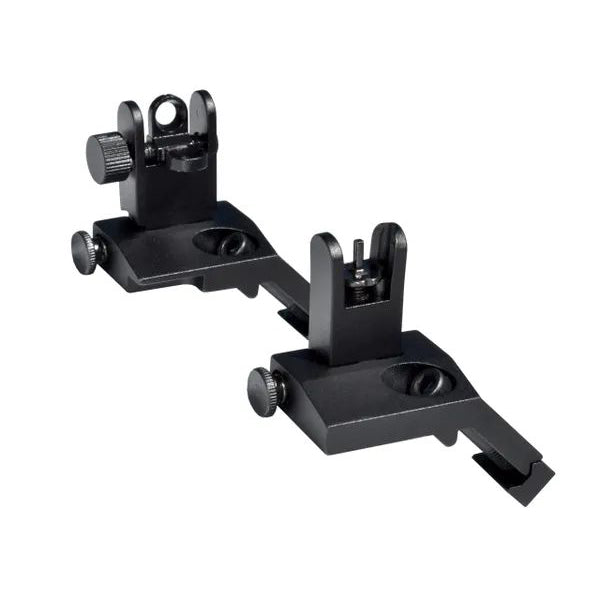 AR Front & Rear 45 Degree Offset Flip Up Backup Sight Set - Aluminum - Black