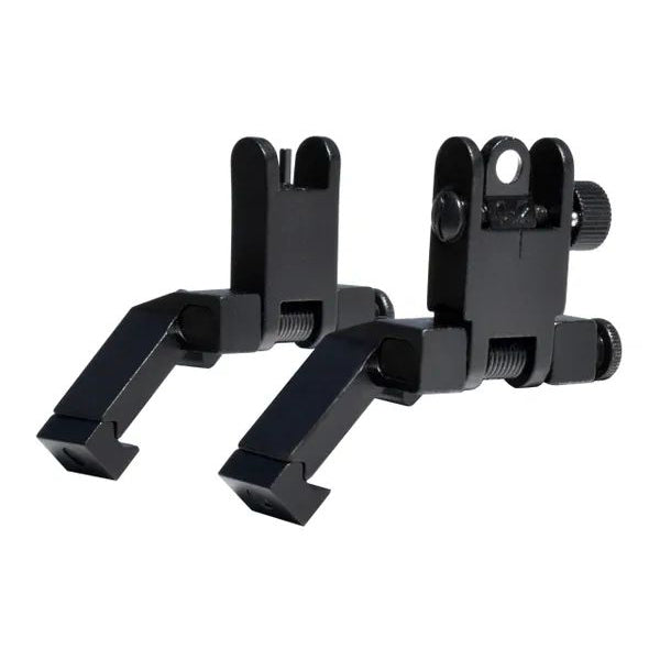 AR Front & Rear 45 Degree Offset Flip Up Backup Sight Set - Aluminum - Black