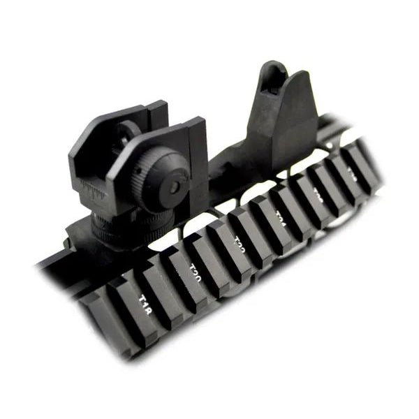 Front & Rear 45 Degree Offset Backup Sights - Polymer - Black / Tan