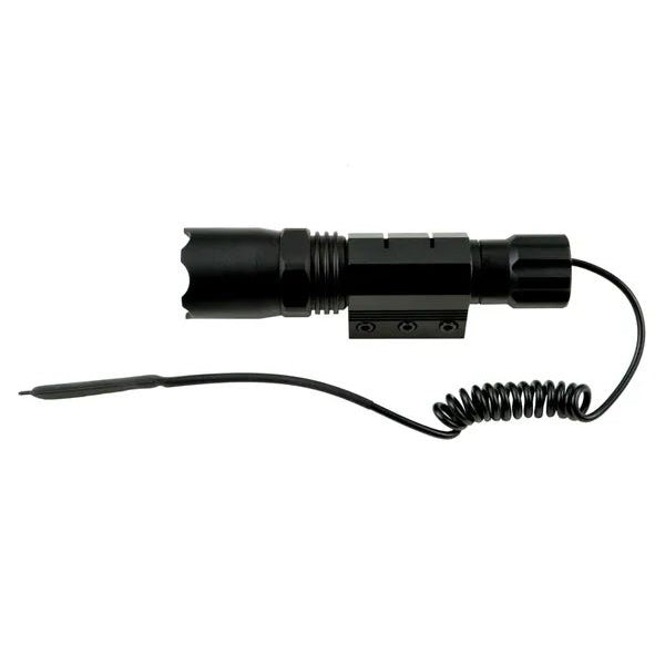 Tactical LED Flashlight With Picatinny Ring Mount, 260 Lumens, Remote Pressure Switch & Batteries Included