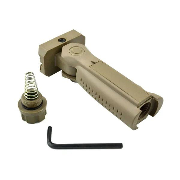 AR15 Foregrip Grip, 5 Position Adjustable, Polymer - Tan / Green