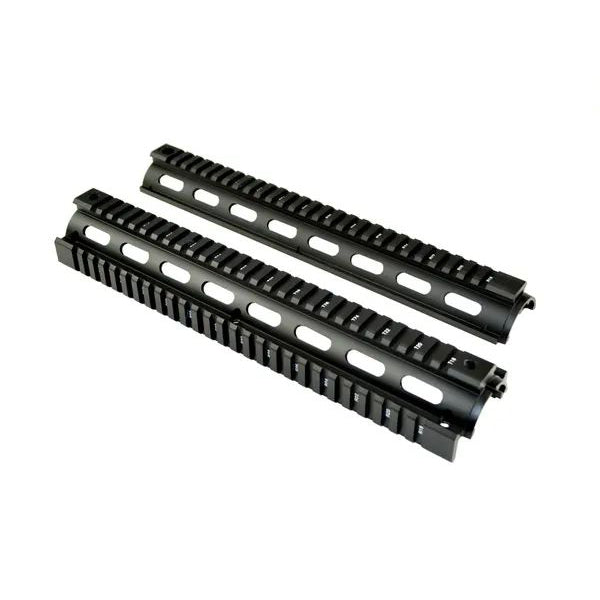 12" Rifle Length 2 Piece Drop-in Quad Rail Handguard Rail - Fits Round Handguard End Cap AR15 .223, Aluminum