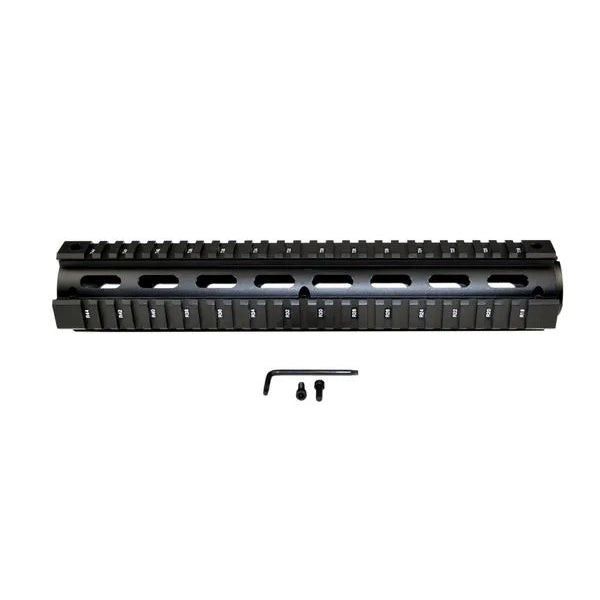 12" Rifle Length 2 Piece Drop-in Quad Rail Handguard Rail - Fits Round Handguard End Cap AR15 .223, Aluminum