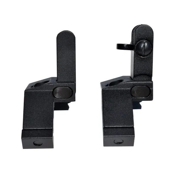 AR Front & Rear 45 Degree Offset Flip Up Backup Sight Set - Aluminum - Black