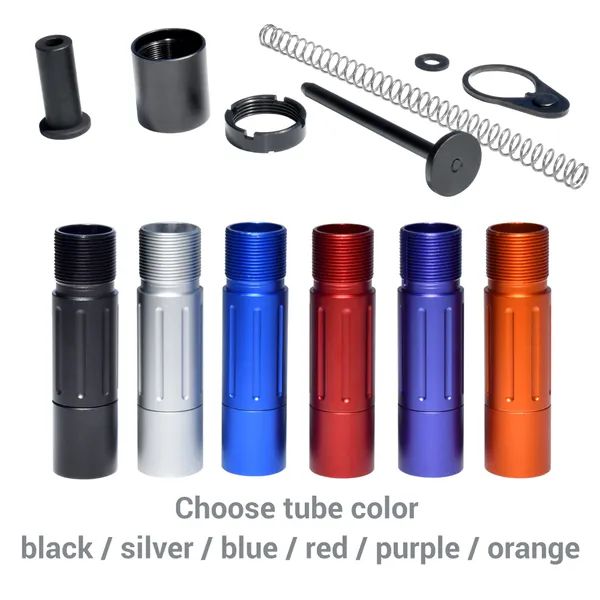 AR Pistol 3.5" Short Buffer Tube System, Black/Blue/Red/Silver/Purple/orange
