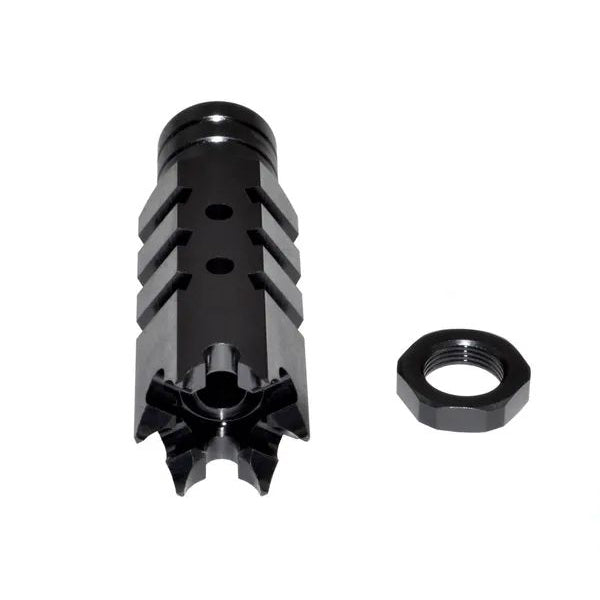 49/64x20 Shark Style Muzzle Brake For .50 Beowulf, Steel, Black