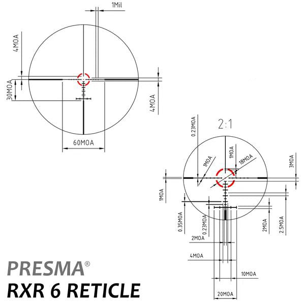 Presma Rxr6 Professional Series 6-36x56 sfl Precision Scope, Rgb Rxr Glass Reticle W/ Side Focus Dial