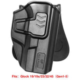Pistol Holster for Glock 19/23/32, owb, Polymer Level Ii Retention