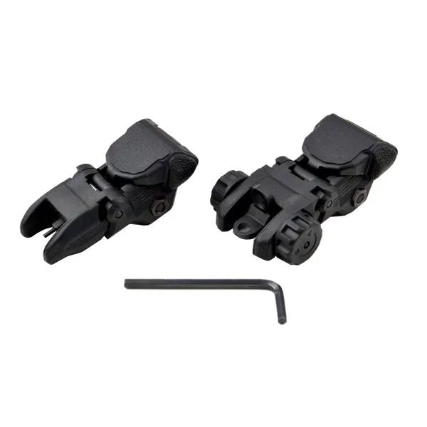 AR Style Front And Rear Flip Up Backup Sight Set - Polymer - Black / Tan / Green