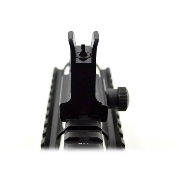 AR-15 Low Profile Receiver Height Flip-up Front Backup Sight For Picatinny Rail Or High Profile Gas Block - Aluminum - Black