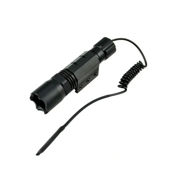 Tactical LED Flashlight With Picatinny Ring Mount, 260 Lumens, Remote Pressure Switch & Batteries Included