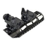 AR Style Front And Rear Flip Up Backup Sight Set - Polymer - Black / Tan / Green