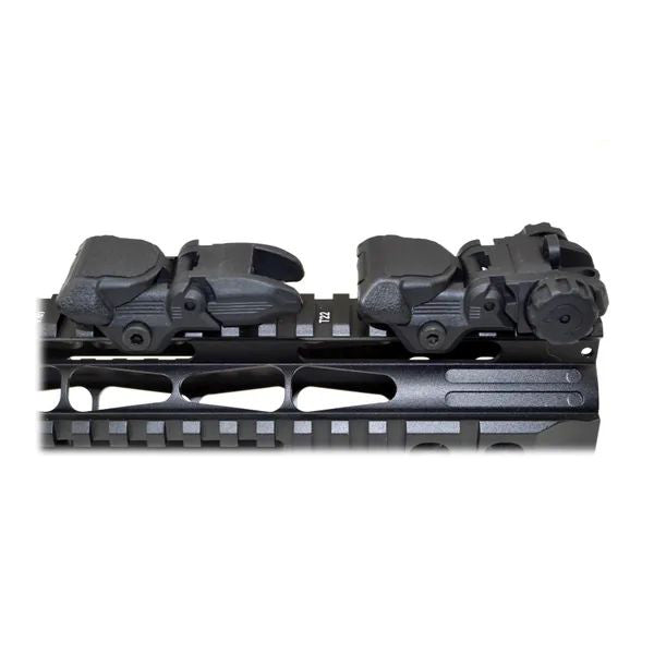 AR Style Front And Rear Flip Up Backup Sight Set - Polymer - Black / Tan / Green